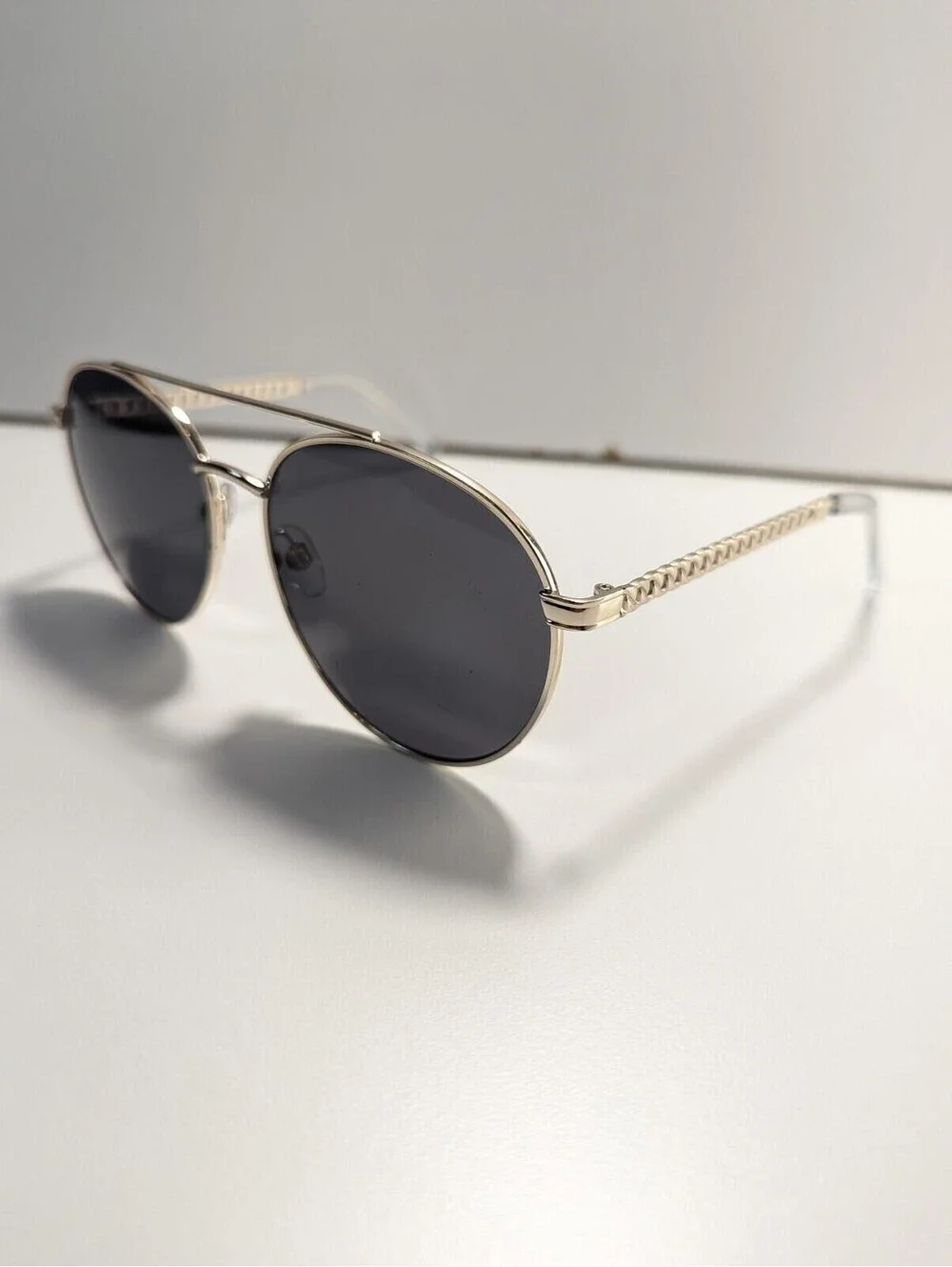 Foster Grant SR1221 Sunglasses Aviator Style Round Double Metal Frames Golden